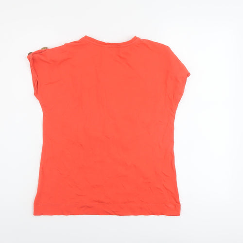 River Island Girls Orange Cotton Basic T-Shirt Size 11-12 Years Round Neck Pullover