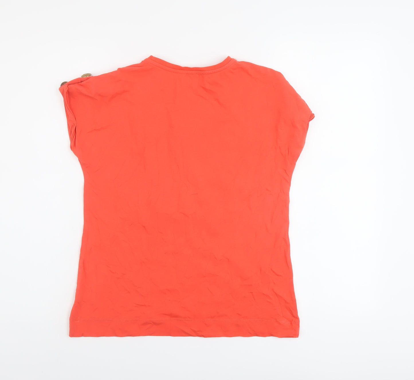 River Island Girls Orange Cotton Basic T-Shirt Size 11-12 Years Round Neck Pullover