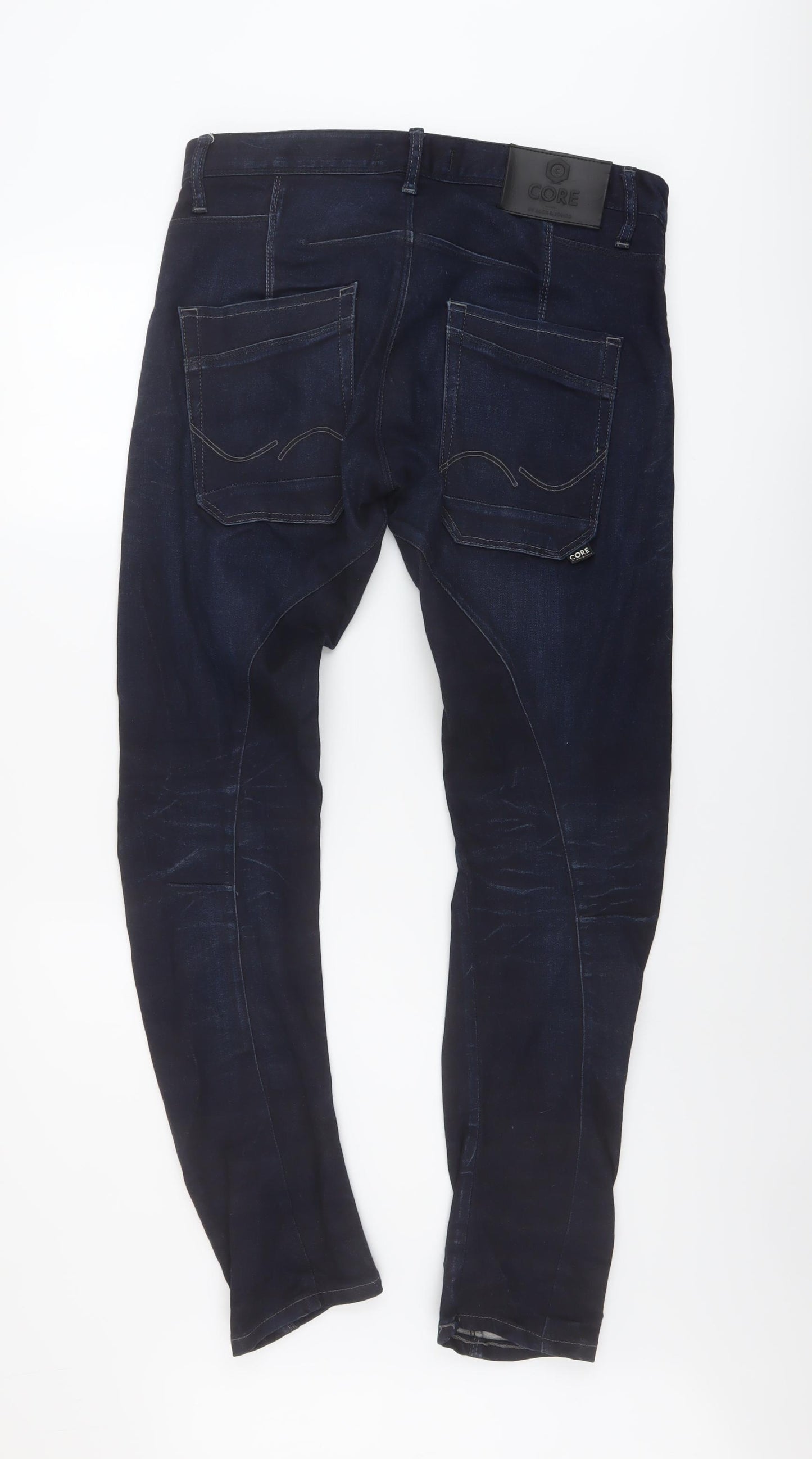 JACK & JONES Mens Blue Cotton Straight Jeans Size 34 in L31 in Regular Button
