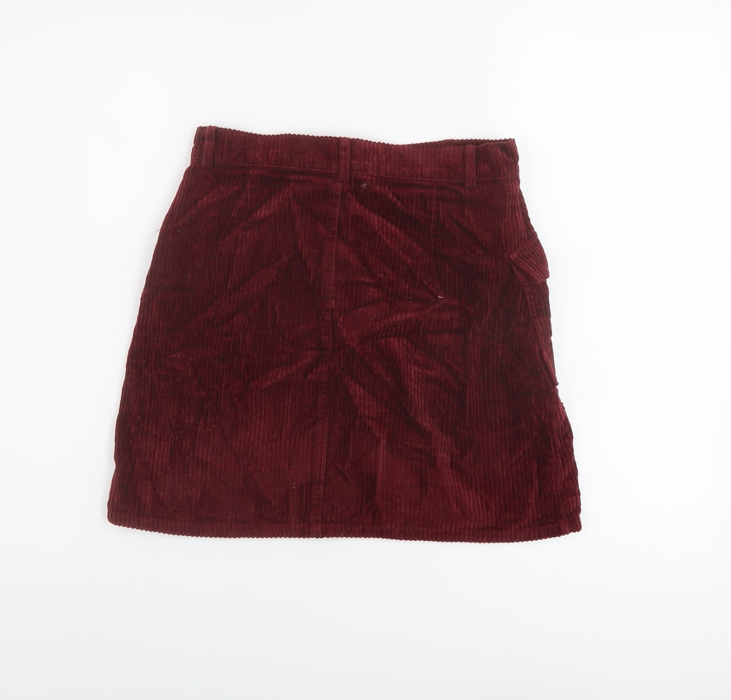 Denim & Co. Womens Red Cotton Mini Skirt Size 8 Button