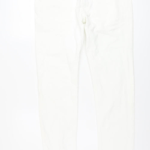Marks and Spencer Mens White Cotton Skinny Jeans Size 30 in L31 in Regular Button