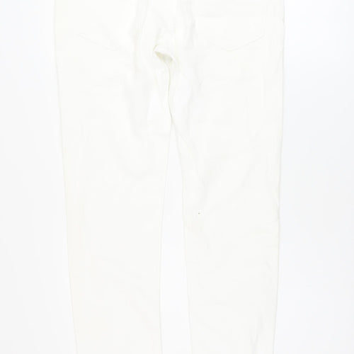 Marks and Spencer Mens White Cotton Skinny Jeans Size 30 in L31 in Regular Button