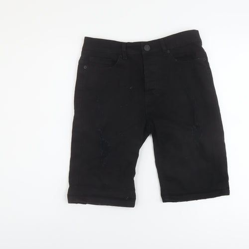 Denim & Co. Mens Black Cotton Bermuda Shorts Size 28 in L11 in Regular Button