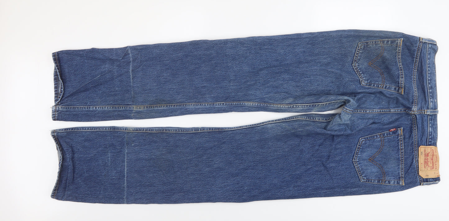Levi's Mens Blue Cotton Straight Jeans Size 34 in L36 in Regular Button
