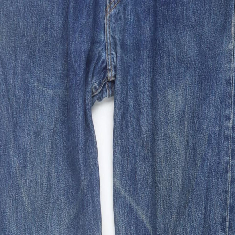 Levi's Mens Blue Cotton Straight Jeans Size 34 in L36 in Regular Button