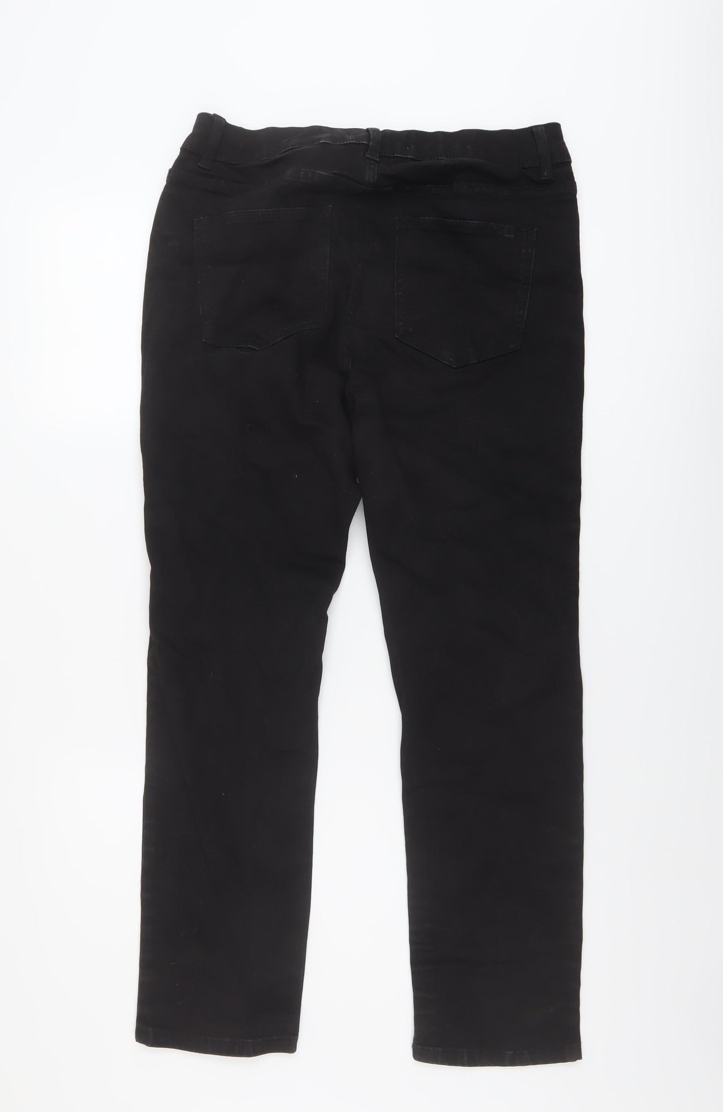 NEXT Womens Black Cotton Straight Jeans Size 12 L27 in Regular Button