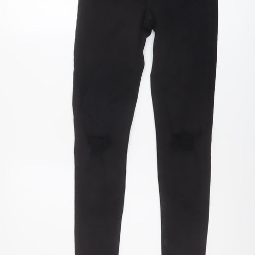 Topshop Womens Black Cotton Skinny Jeans Size 24 in L28 in Regular Button