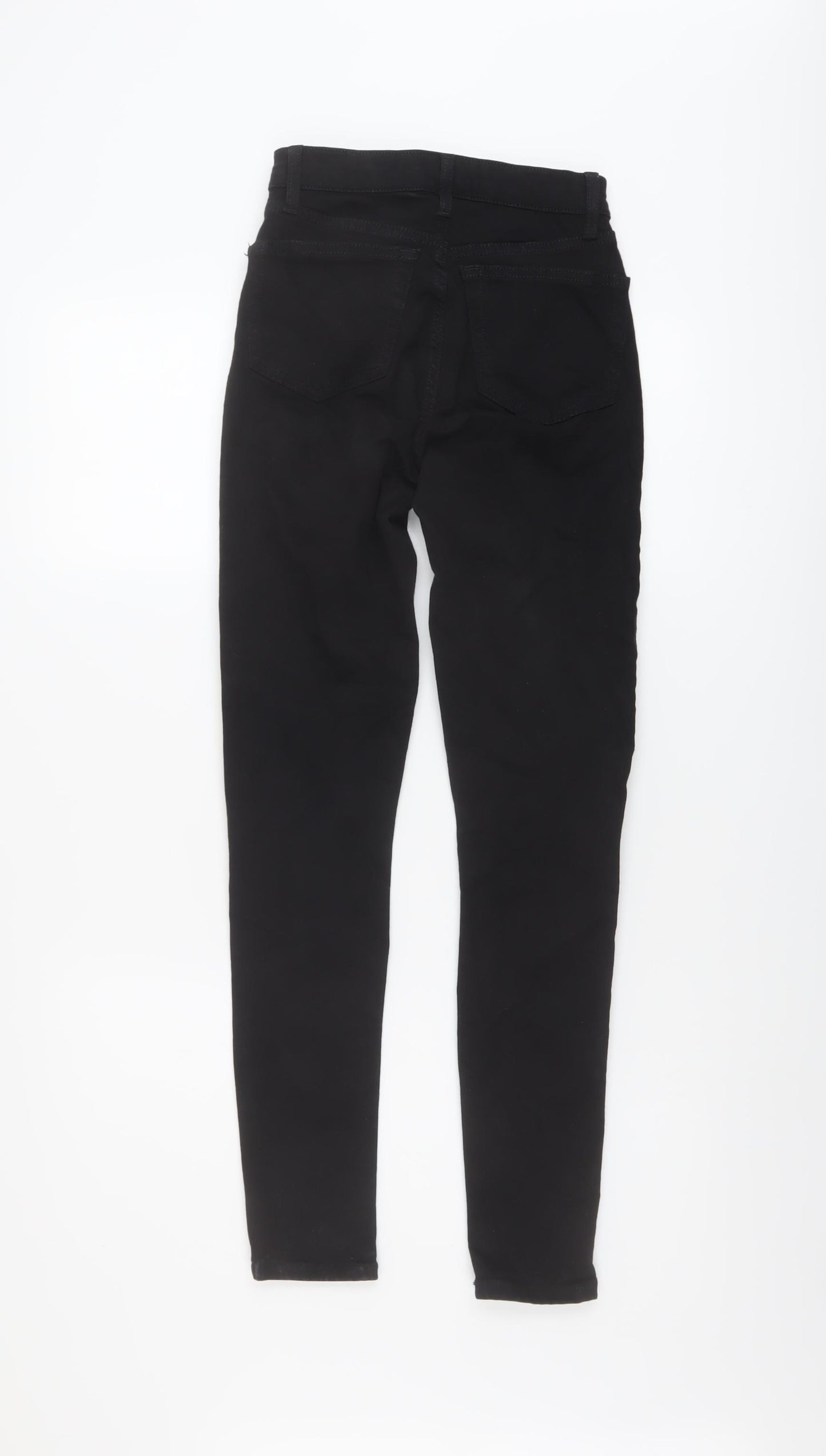 Topshop Womens Black Cotton Skinny Jeans Size 24 in L28 in Regular Button