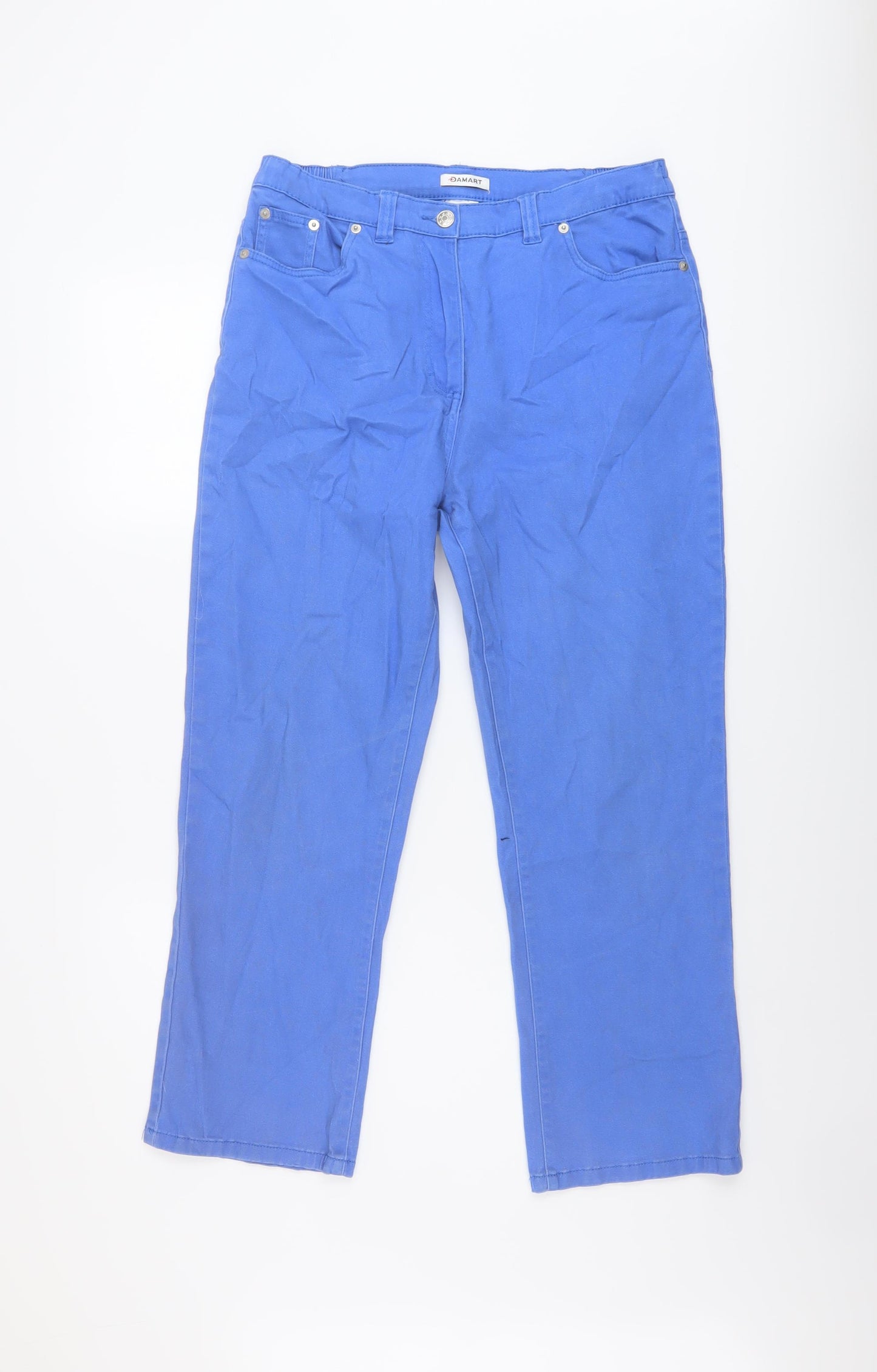 Damart Womens Blue Cotton Cropped Jeans Size 14 L26 in Regular Button