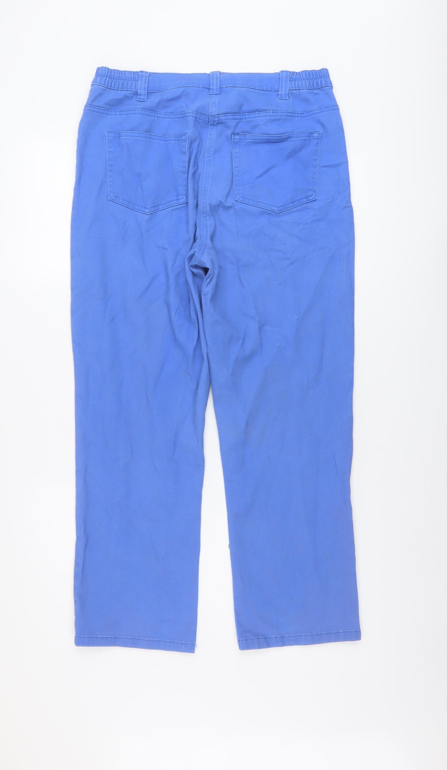 Damart Womens Blue Cotton Cropped Jeans Size 14 L26 in Regular Button