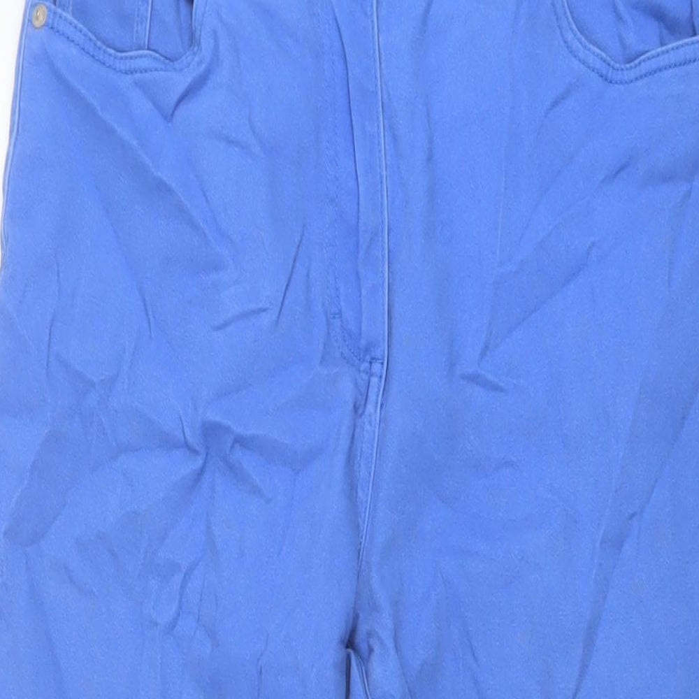 Damart Womens Blue Cotton Cropped Jeans Size 14 L26 in Regular Button