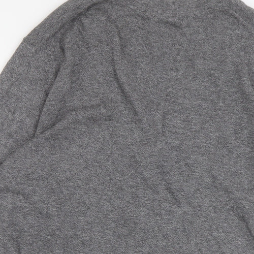 H&M Mens Grey V-Neck Cotton Cardigan Jumper Size M Long Sleeve