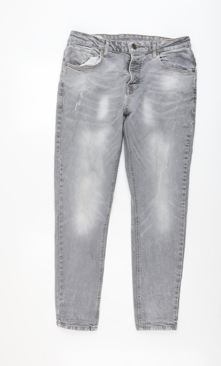 Denim & Co. Mens Grey Cotton Skinny Jeans Size 34 in L32 in Regular Button
