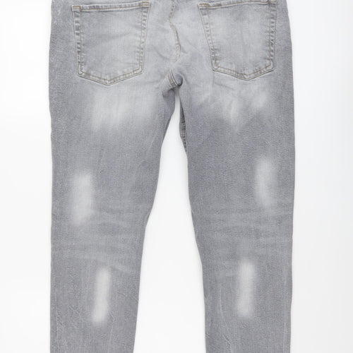Denim & Co. Mens Grey Cotton Skinny Jeans Size 34 in L32 in Regular Button