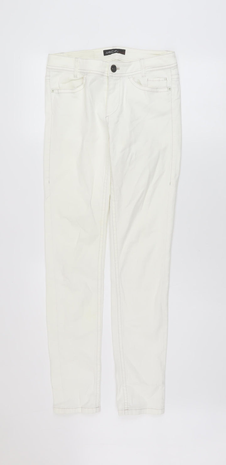 Marccain Womens Ivory Cotton Skinny Jeans Size 28 in L30 in Regular Button
