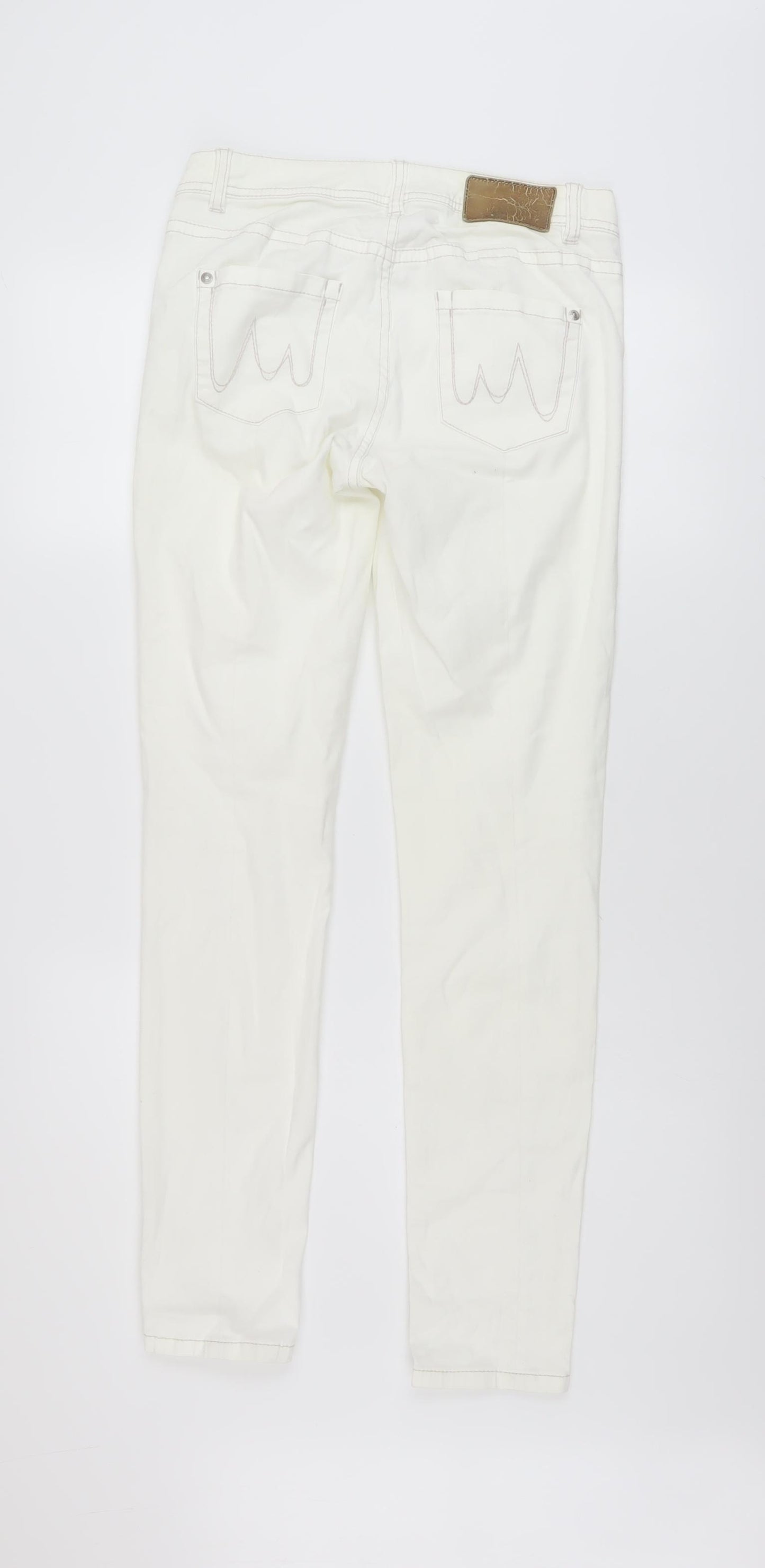 Marccain Womens Ivory Cotton Skinny Jeans Size 28 in L30 in Regular Button