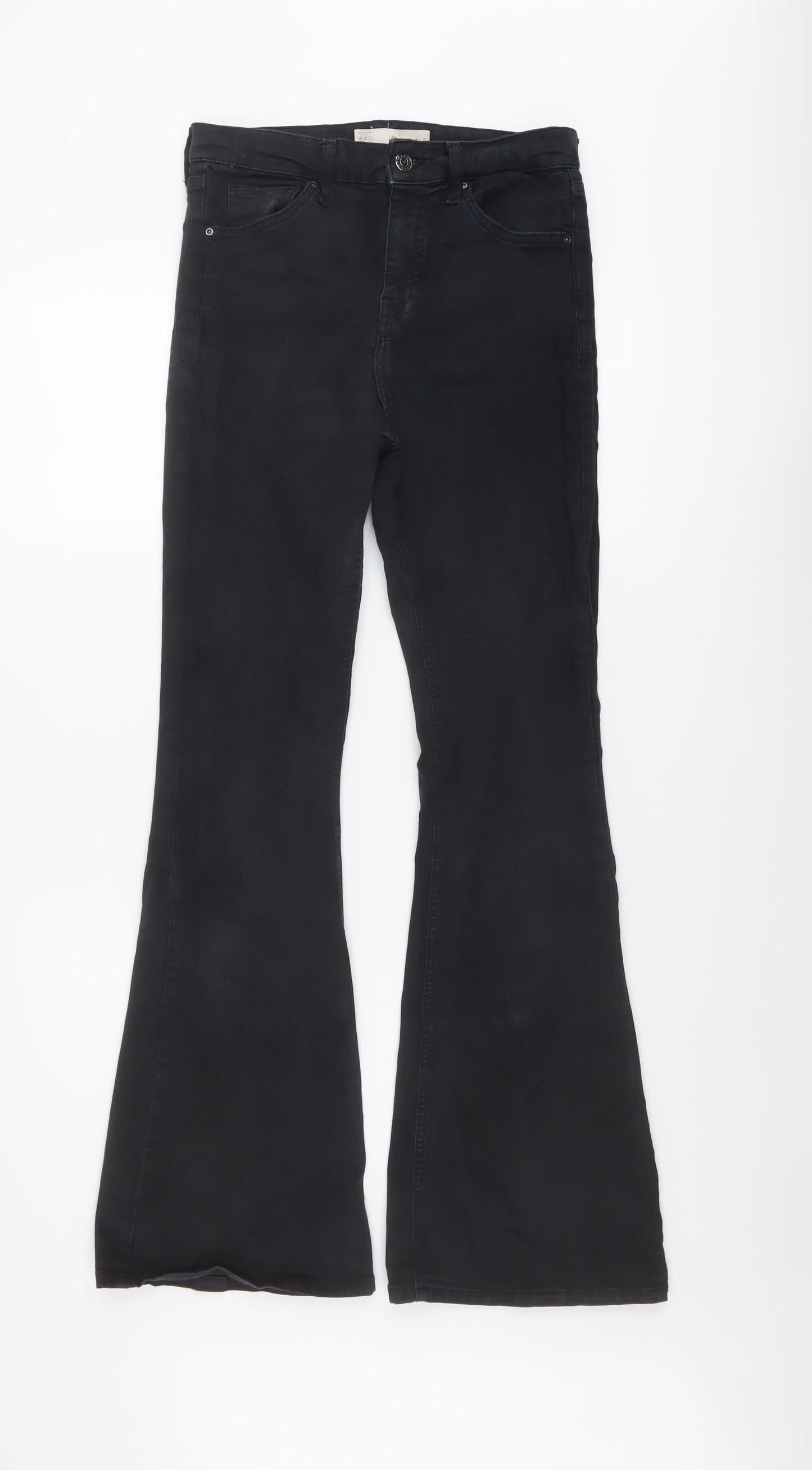 Topshop Womens Blue Cotton Flared Jeans Size 28 in L28 in Regular Button