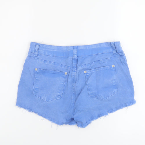 Select Womens Blue Cotton Hot Pants Shorts Size 12 L3 in Regular Button