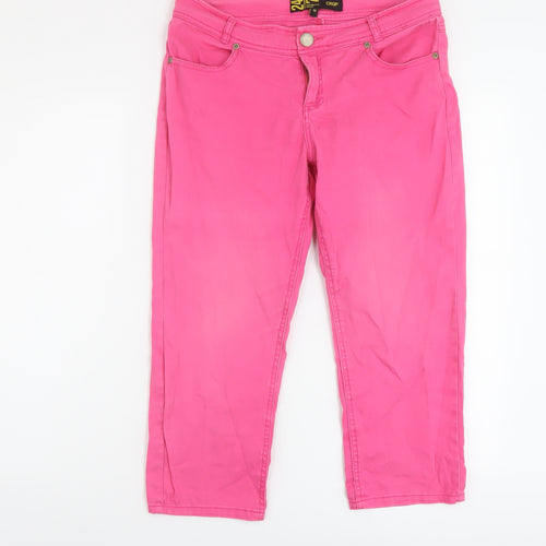 Authentic Womens Pink Cotton Capri Jeans Size 10 L21 in Regular Button