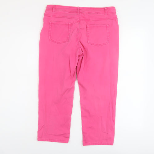 Authentic Womens Pink Cotton Capri Jeans Size 10 L21 in Regular Button