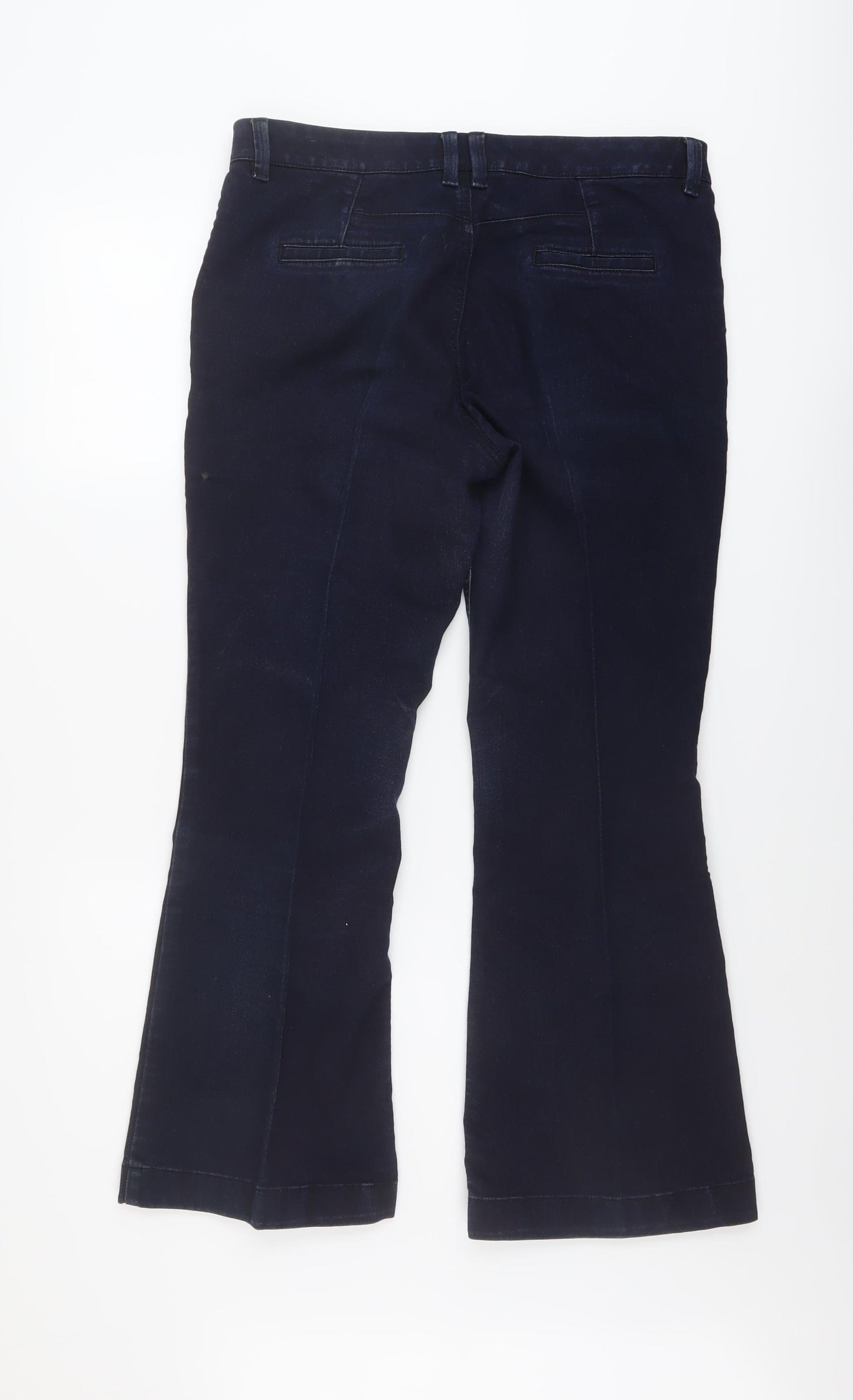Per Una Womens Blue Cotton Bootcut Jeans Size 12 L27 in Regular Button