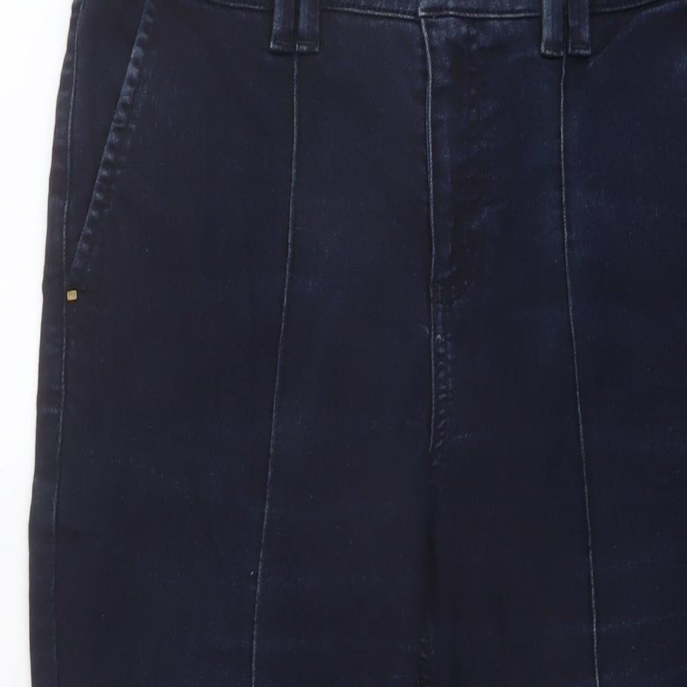 Per Una Womens Blue Cotton Bootcut Jeans Size 12 L27 in Regular Button