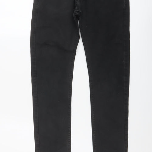Topman Mens Black Cotton Skinny Jeans Size 28 in L29 in Regular Button
