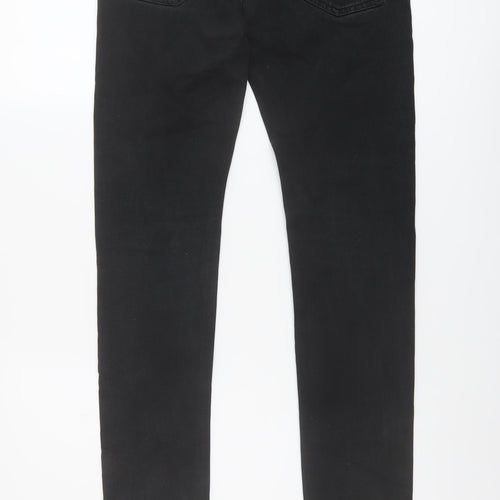 Topman Mens Black Cotton Skinny Jeans Size 28 in L29 in Regular Button