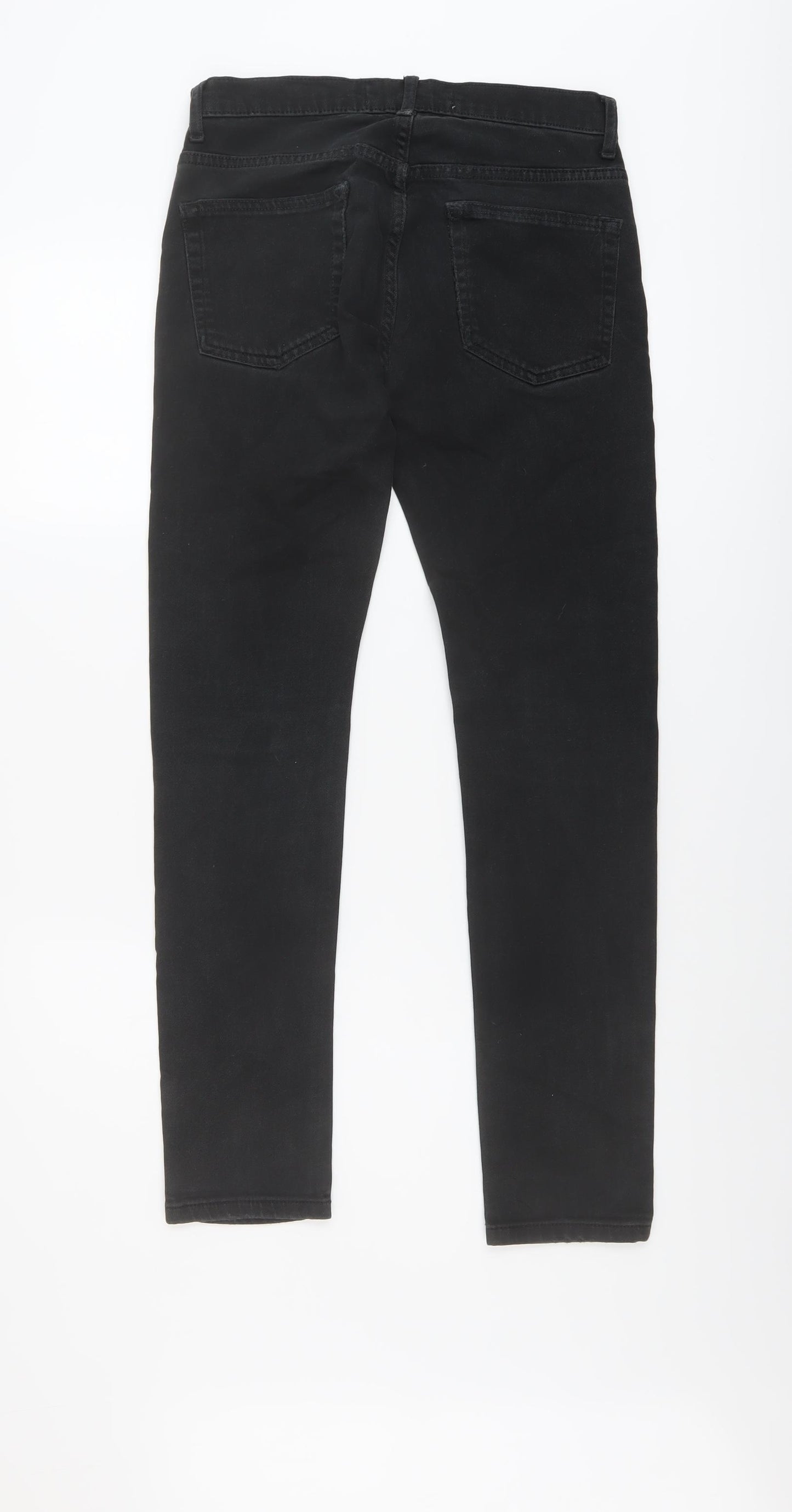 Topman Mens Black Cotton Skinny Jeans Size 28 in L29 in Regular Button