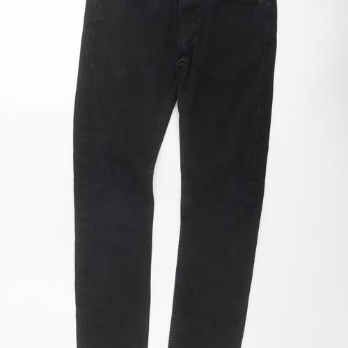 Topman Mens Black Cotton Skinny Jeans Size 28 in L28 in Regular Button