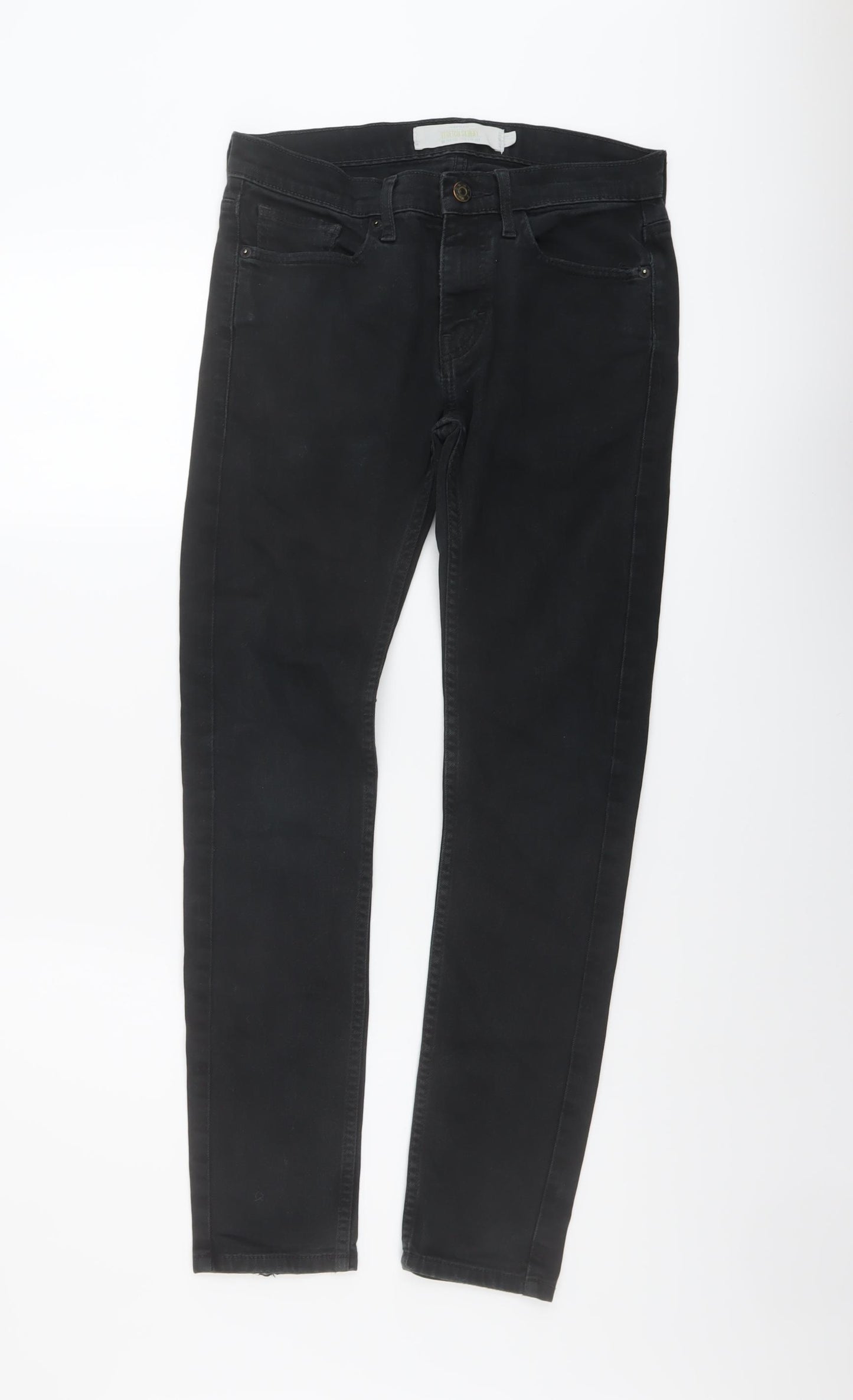 Topman Mens Black Cotton Skinny Jeans Size 28 in L28 in Regular Button