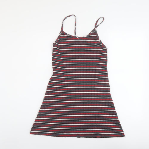 La Senza Womens Multicoloured Striped Cotton A-Line Size M Round Neck Pullover