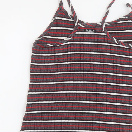 La Senza Womens Multicoloured Striped Cotton A-Line Size M Round Neck Pullover