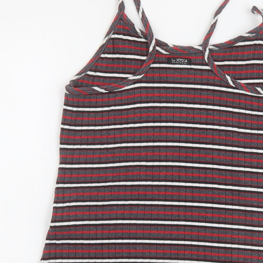 La Senza Womens Multicoloured Striped Cotton A-Line Size M Round Neck Pullover