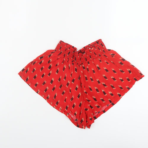 Kimchi Blue Womens Red Geometric Viscose Basic Shorts Size S L3 in Regular Pull On