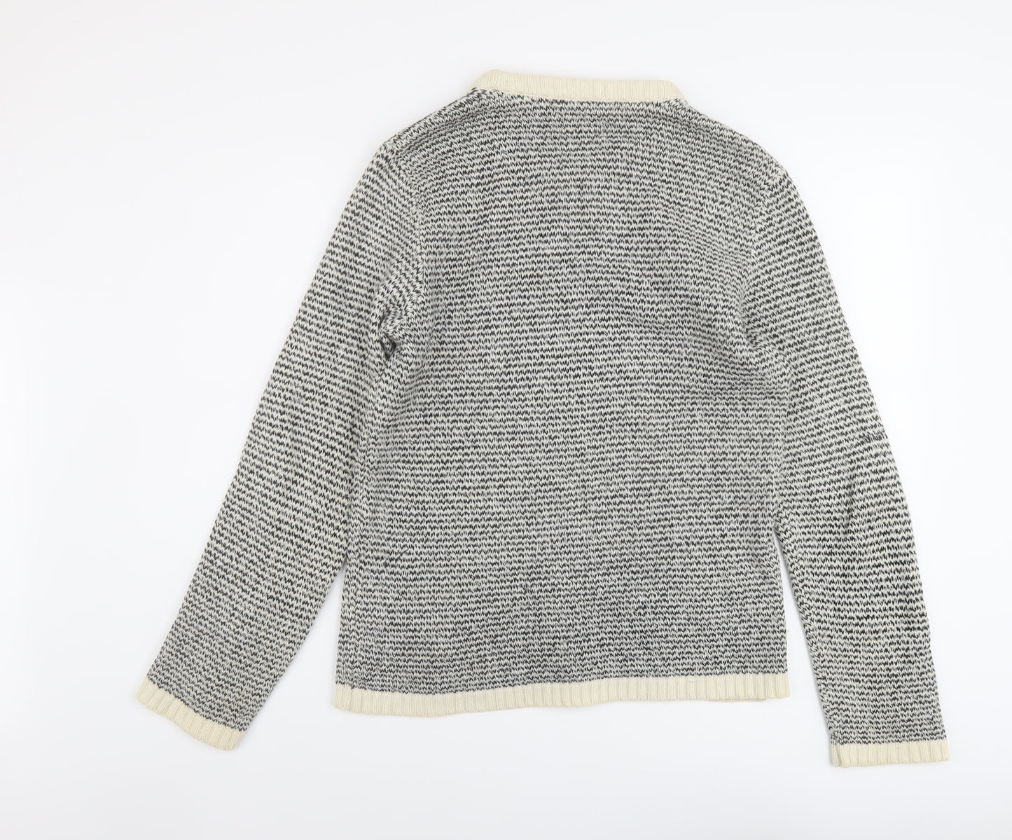 Norse Projects Mens Ivory Round Neck Geometric Wool Pullover Jumper Size M Long Sleeve