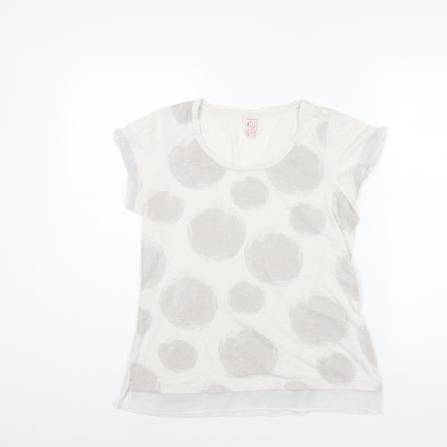 Miss Captain Womens Grey Cotton Basic Blouse Size 6 Round Neck - Spotted Print