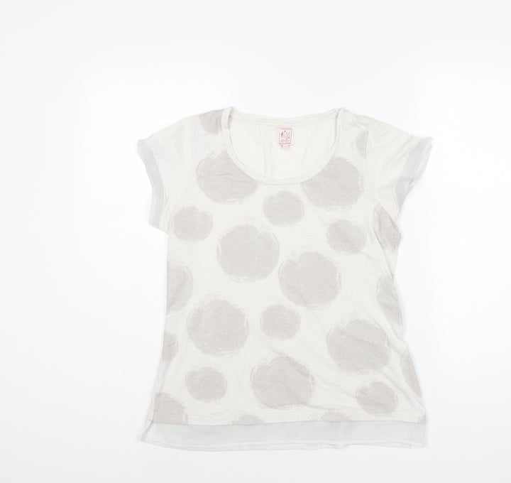 Miss Captain Womens Grey Cotton Basic Blouse Size 6 Round Neck - Spotted Print