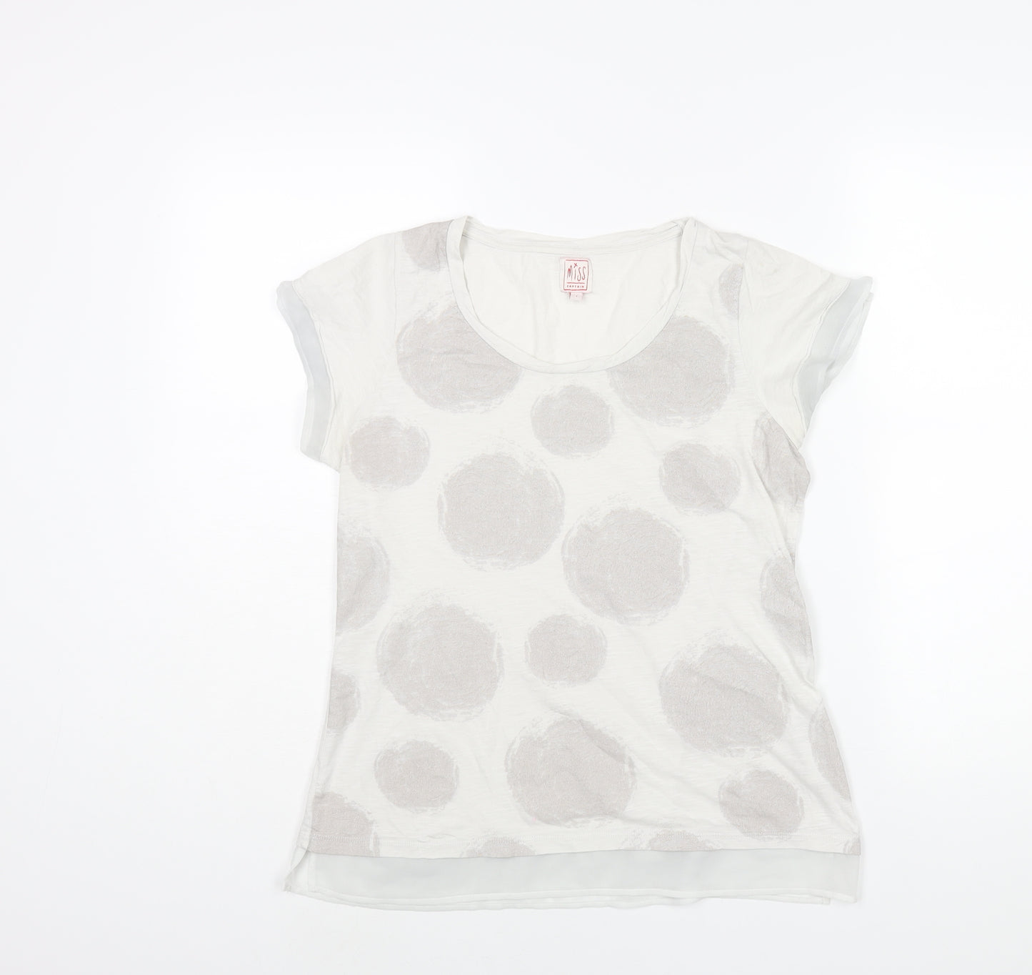 Miss Captain Womens Grey Cotton Basic Blouse Size 6 Round Neck - Spotted Print