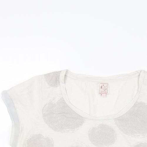 Miss Captain Womens Grey Cotton Basic Blouse Size 6 Round Neck - Spotted Print