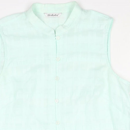 Berkertex Womens Blue Cotton Basic Blouse Size 12 Round Neck