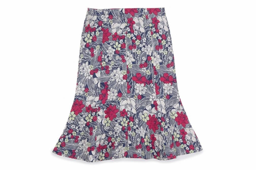 EWM Womens Multicoloured Floral Viscose Trumpet Skirt Size 10