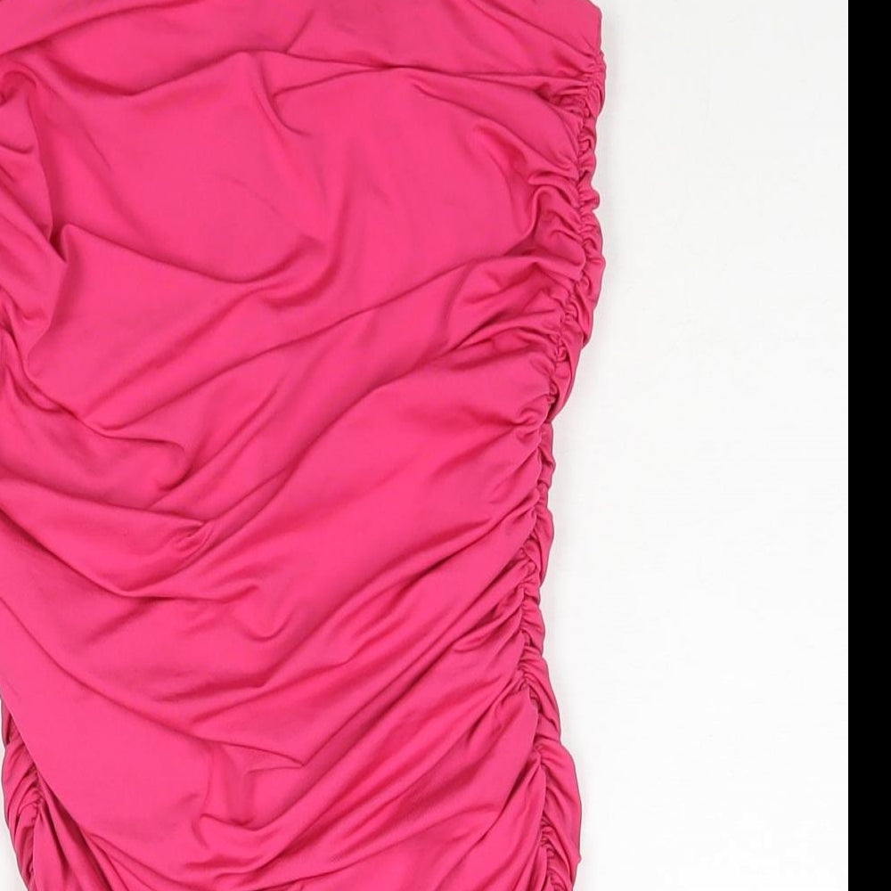 Oh Polly Womens Pink Polyester Bandage Skirt Size 10 - Rouched