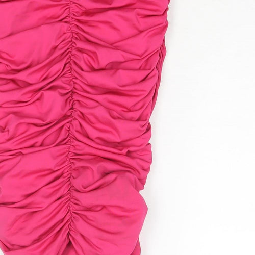 Oh Polly Womens Pink Polyester Bandage Skirt Size 10 - Rouched