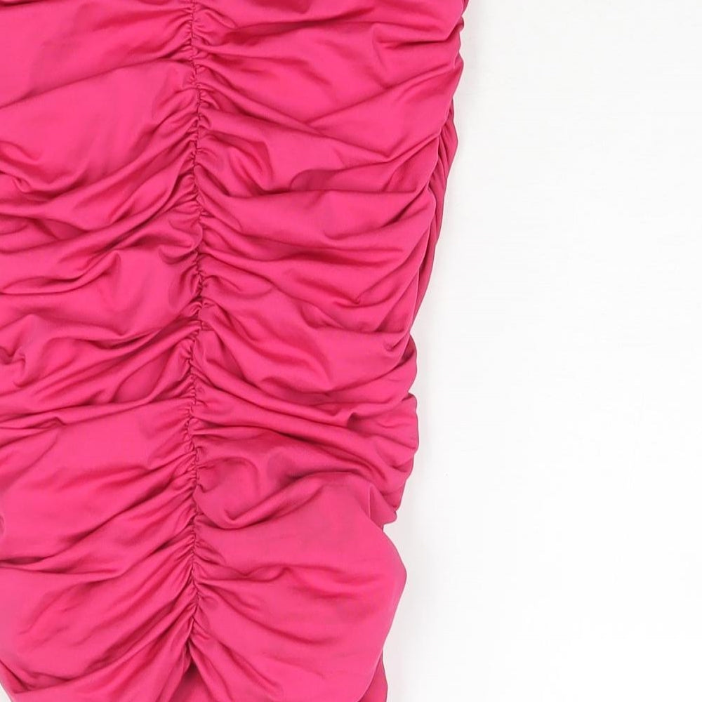 Oh Polly Womens Pink Polyester Bandage Skirt Size 10 - Rouched