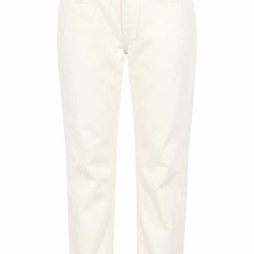 Denim & Co. Womens Ivory Cotton Straight Jeans Size 4 L25 in Regular Zip