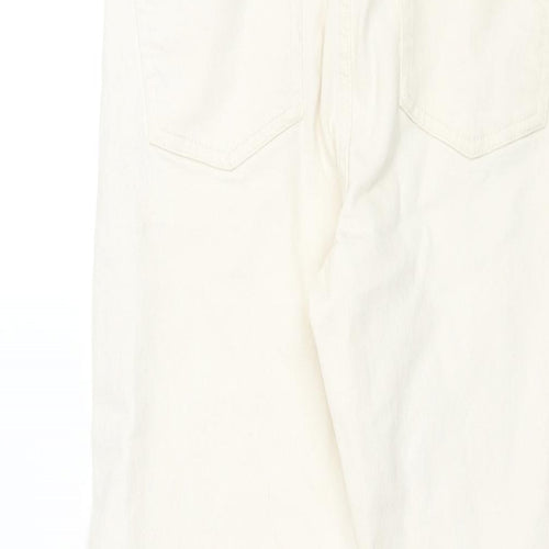 Denim & Co. Womens Ivory Cotton Straight Jeans Size 4 L25 in Regular Zip