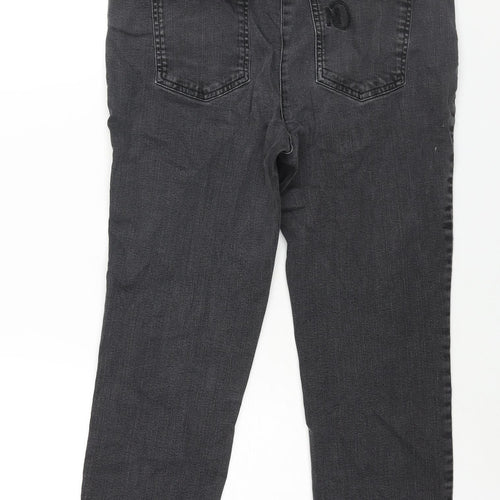 Mona Womens Black Cotton Tapered Jeans Size 14 L25 in Regular Zip