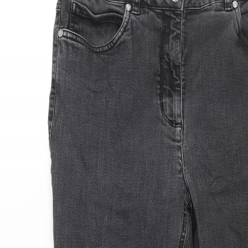 Mona Womens Black Cotton Tapered Jeans Size 14 L25 in Regular Zip