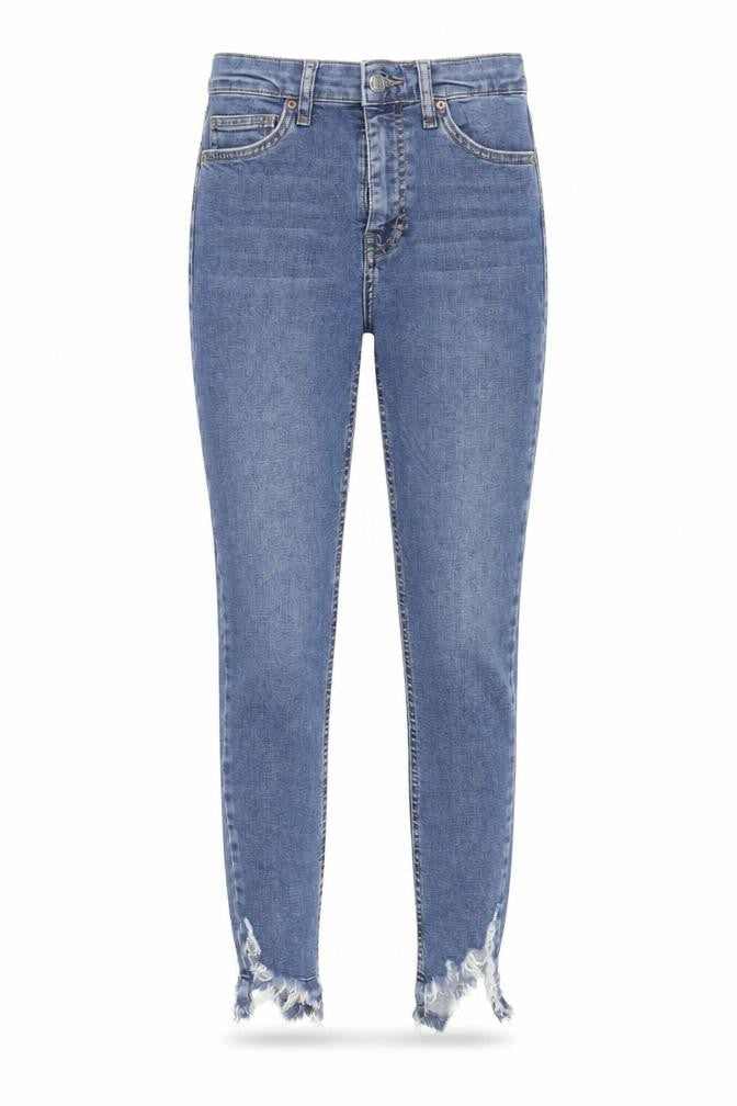 Topshop Womens Blue Cotton Skinny Jeans Size 26 in L26 in Regular Zip - Distressed Hem Detail
